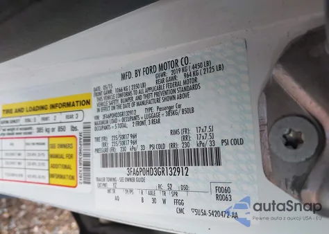 2016 Ford Fusion Se z USA, uszkodzony, nr VIN 3FA6P0HD3GR132912